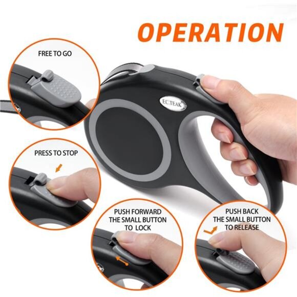 Retractable Dog Leash 26 FT, Heavy Duty Dog Leash for Dogs up to 110lbs, Strong - Picture 4 of 7